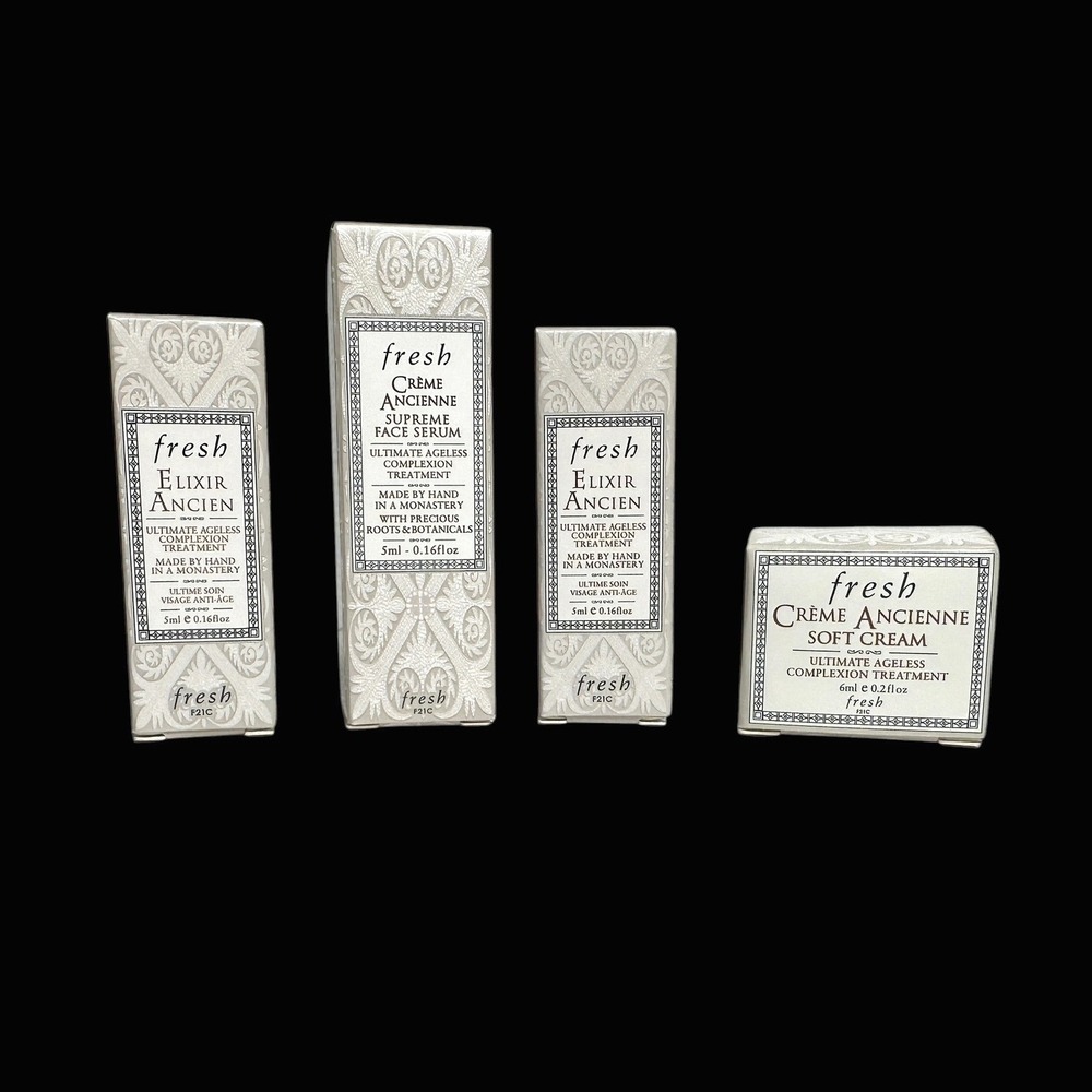 Fresh Creme Ancienne Skincare Set Elixir Ancien Serum Soft Cream 4 Piece Travel